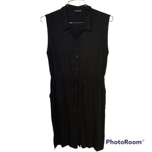 Eileen Fisher Black Collared Drawstring Dress​​​​​